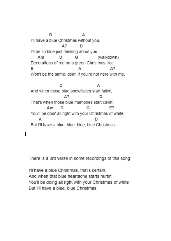 Blue Christmas Chord Chart